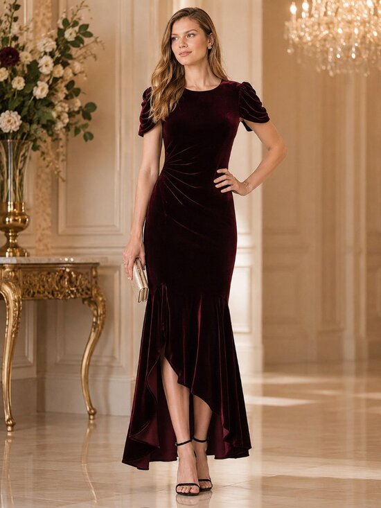 Shoshanna Dresses & Skirts - Shoshanna Marise Velvet High Low Gown in Burgundy Formal Special Occasion Sz. 0